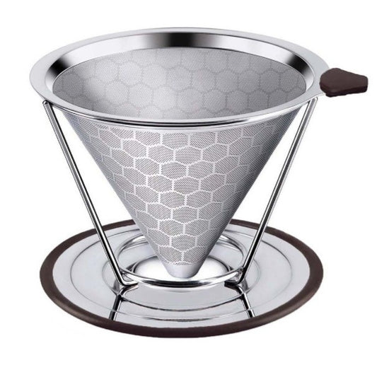 V60 Stainless Steel With Base Filter-free Paper Strainer Coffee Filter