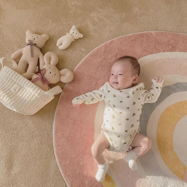 Round Rainbow Bedroom Carpet Mat