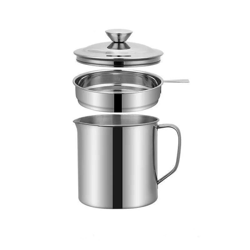 Household Oil Storage Tank With Strainer Stainless Steel Pouring Bottle