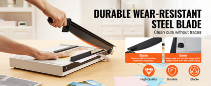 VEVOR Paper Cutter Guillotine Trimmer 15"/18" Cut Length 16/20 Sheets Capacity Heavy Duty Paper Cutter for Home Office School