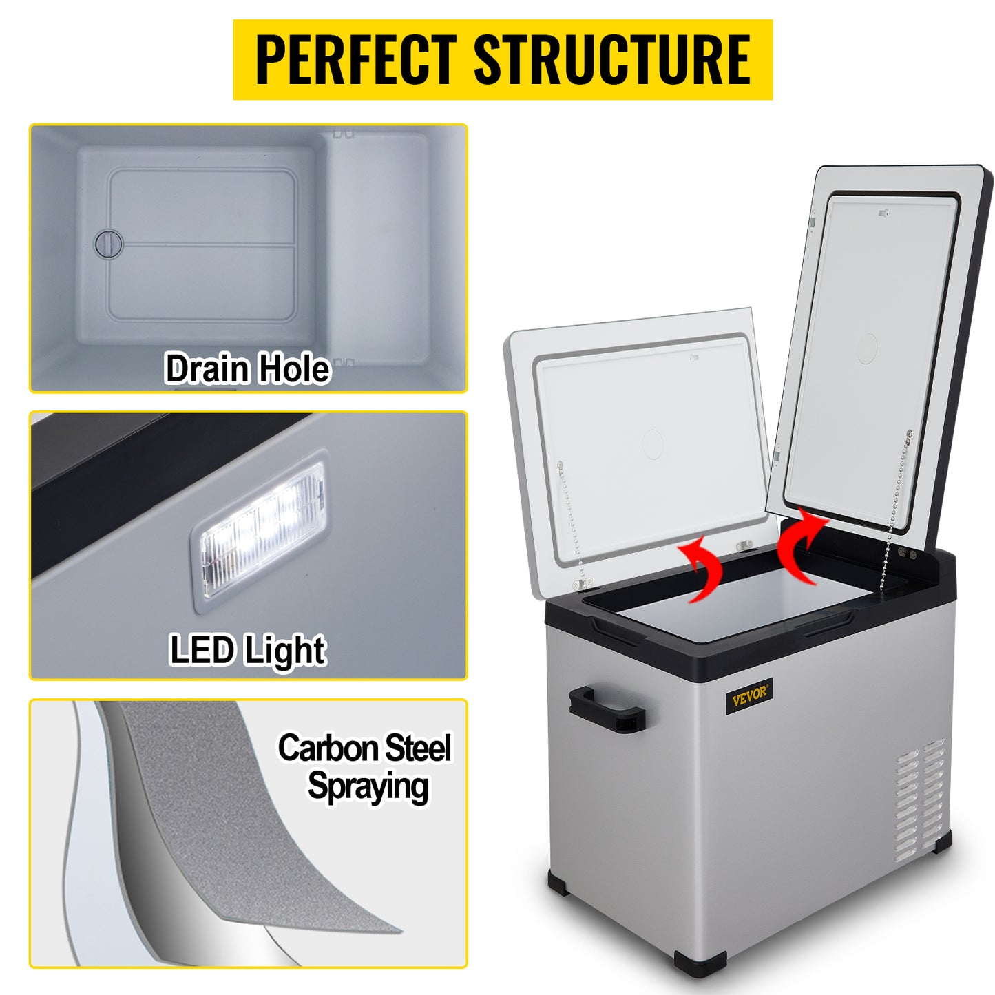 VEVOR 30L 40L 50L Mini Car Refrigerator Portable Fridge Freezer 12/24V DC 110-240 AC for Outdoors RV Boat Camping Traveling Use
