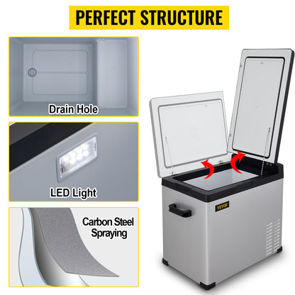 VEVOR 30L 40L 50L Mini Car Refrigerator Portable Fridge Freezer 12/24V DC 110-240 AC for Outdoors RV Boat Camping Traveling Use