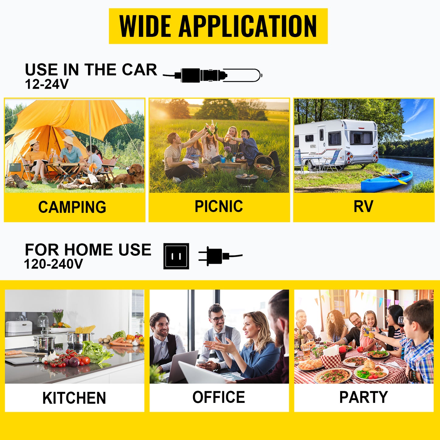VEVOR 30L 40L 50L Mini Car Refrigerator Portable Fridge Freezer 12/24V DC 110-240 AC for Outdoors RV Boat Camping Traveling Use