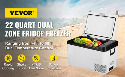 VEVOR 25L Car Refrigerator Mini Fridge Freezer Portable Compressor Cooler 12/24V DC 110-240V Ice Box for Driving Camping Picnic
