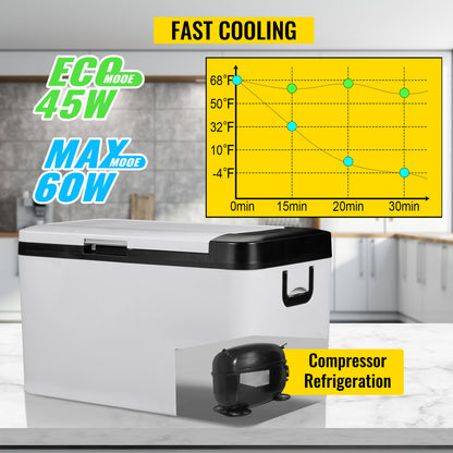 VEVOR 25L Car Refrigerator Mini Fridge Freezer Portable Compressor Cooler 12/24V DC 110-240V Ice Box for Driving Camping Picnic