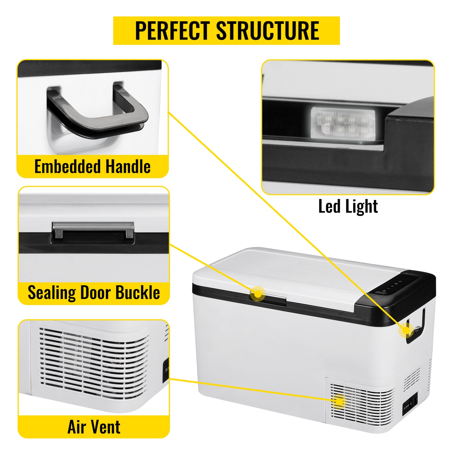 VEVOR 25L Car Refrigerator Mini Fridge Freezer Portable Compressor Cooler 12/24V DC 110-240V Ice Box for Driving Camping Picnic