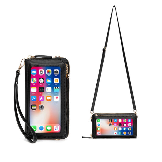 Women Touch Screen Wristlet Handbag, RFID Protection Small Wallet Purse Crossbody Phone Bag