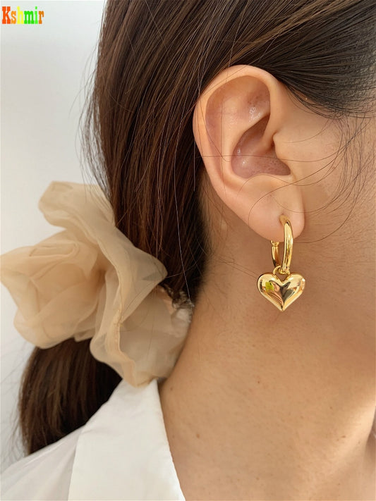 Kshmir Heart-shaped stud metal Pendant Women's Earrings 2023 new fashion jewelry women's C-shaped earrings gift