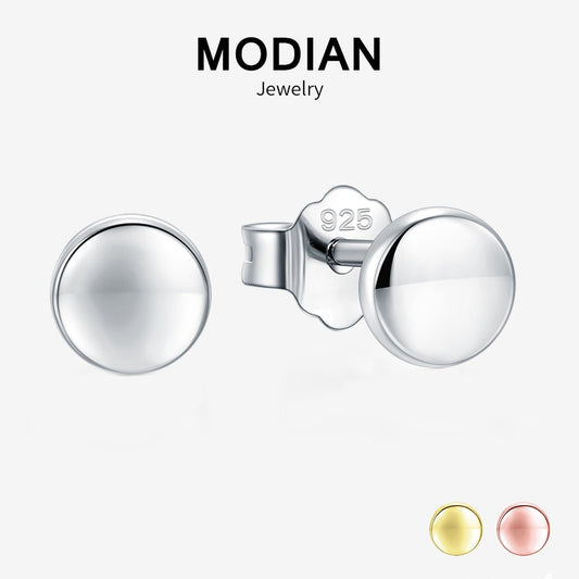 Modian Hot Sale 100% 925 Sterling Silver Fashion Cute Luxury Gold & Rose Gold Color Round Stud Earrings For Women Fine Jewelry